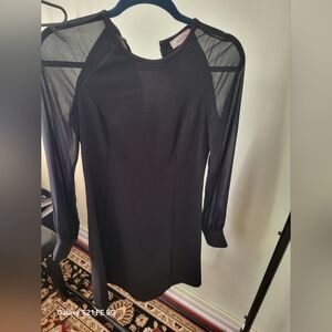 Calvin Klein Black Dress with Sheer Sleeves